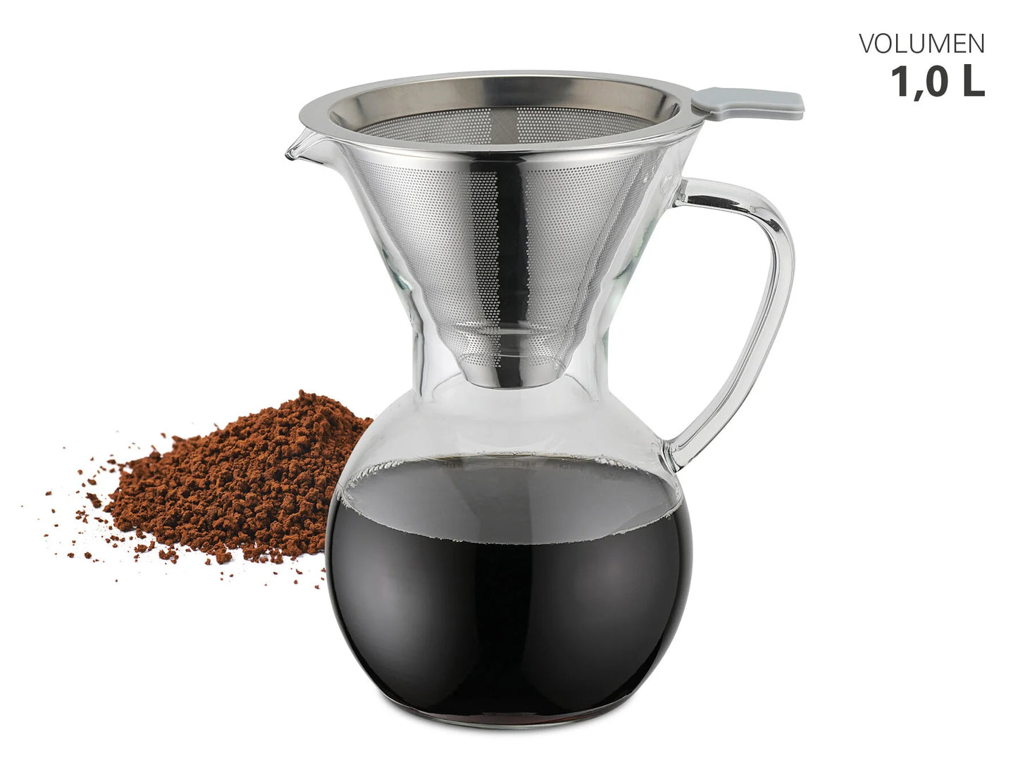 Karl Weis Pour Over koffiezetapparaat 1L glas met permanent RVS filter
