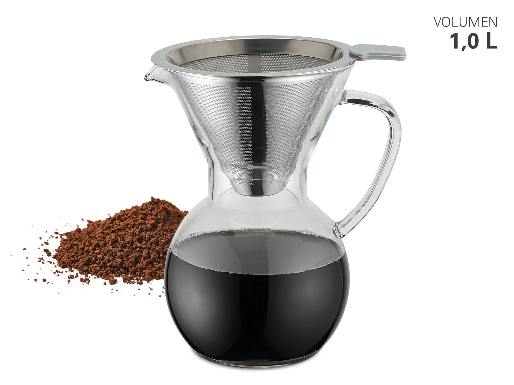 Karl Weis Pour Over koffiezetapparaat 1L glas met permanent RVS filter
