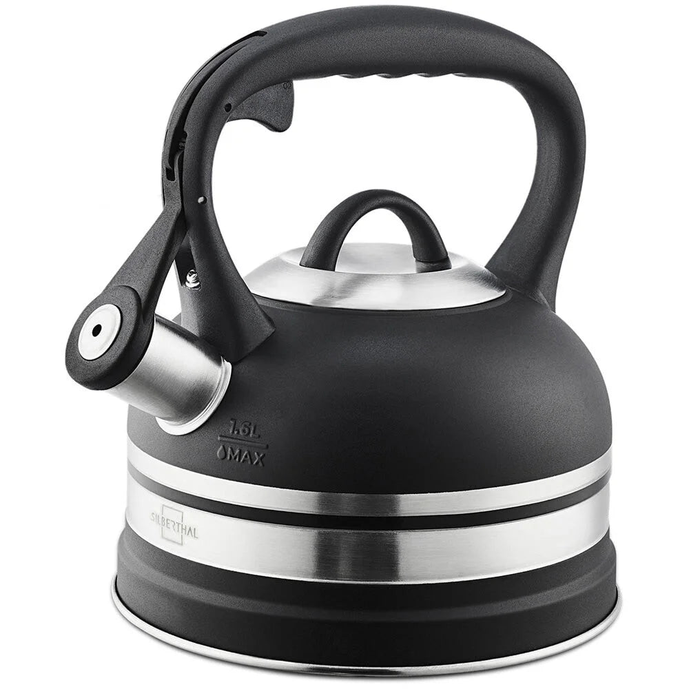 SILBERTHAL waterkoker 1,6L RVS zwart - inductie geschikt fluitketel
