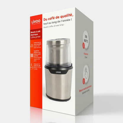 Koffiebonen malen met Livoo one-touch koffiemolen - in productverpakking
